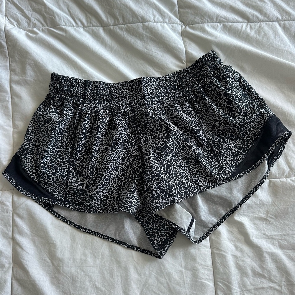 Black and White Patterned Athletic Shorts